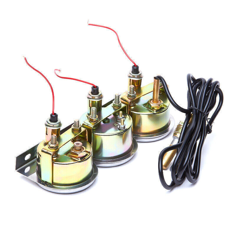 3-in-1 2" 52mm Chrome Car Triple Gauge Set Water Temp Oil Pressure Volt Meter