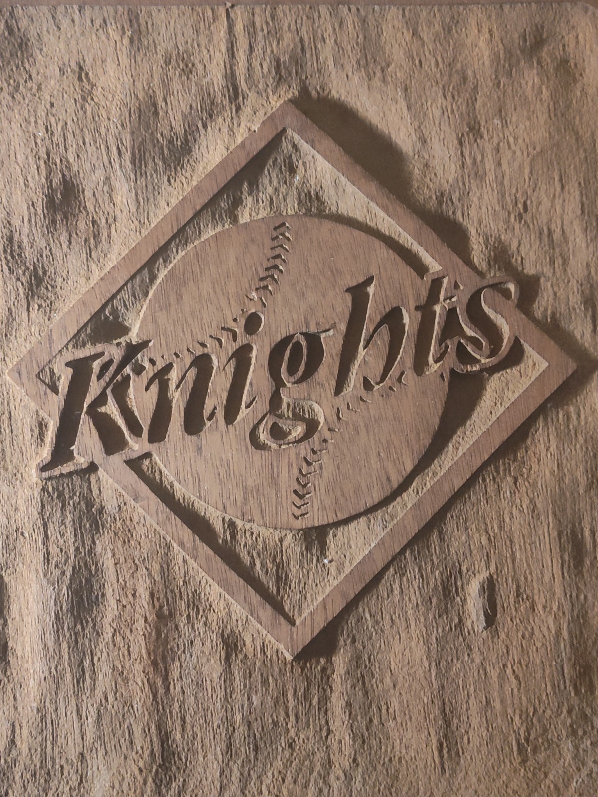 Vtg Charlotte Knights Wooden Plaque Baseball Logo From Roman Gabriel Estate
