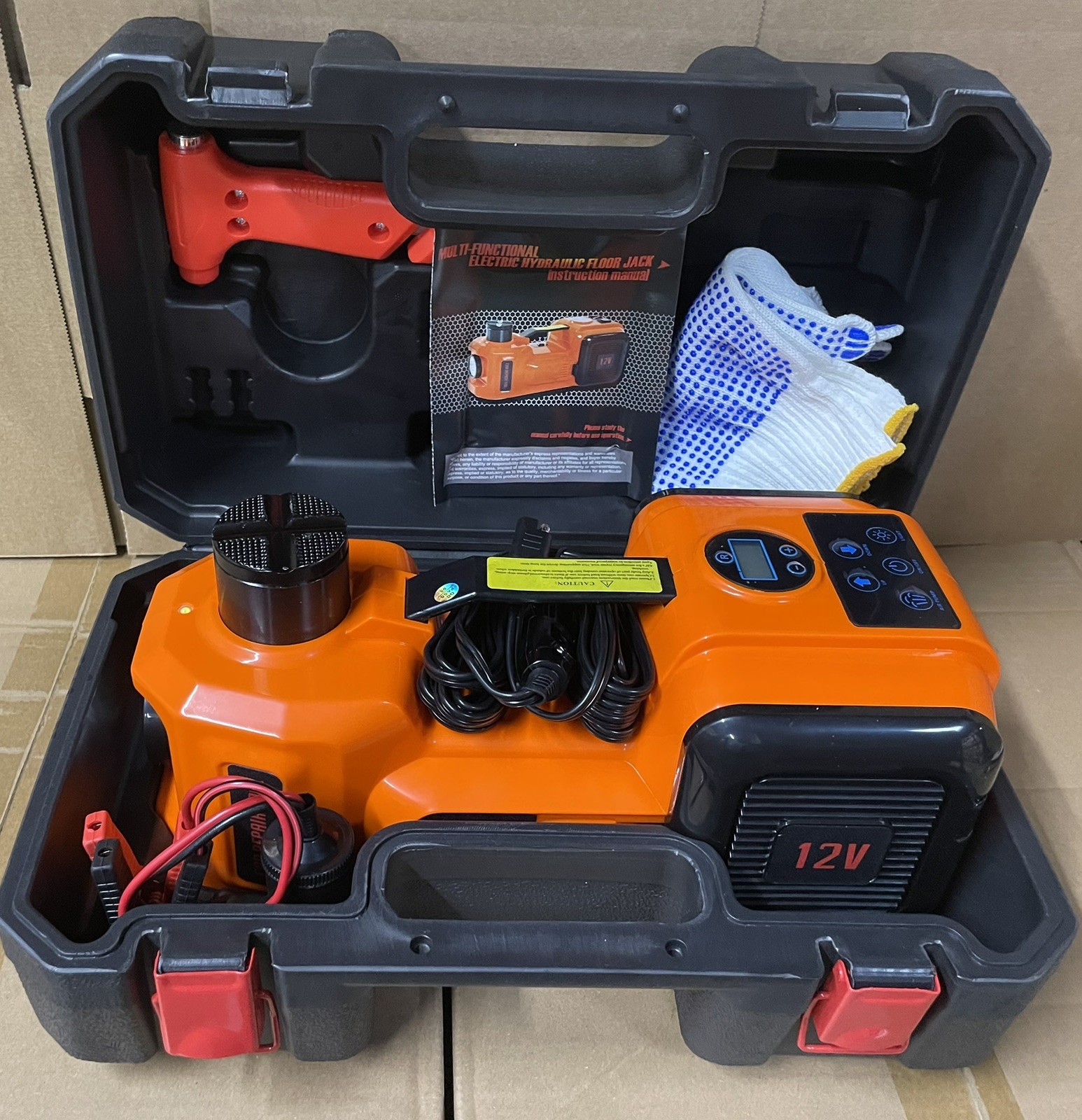 Electric Car Jack Kit 5Ton 12V Hydraulic Car Jack Lift for SUV MPV 3-in-1 LCD