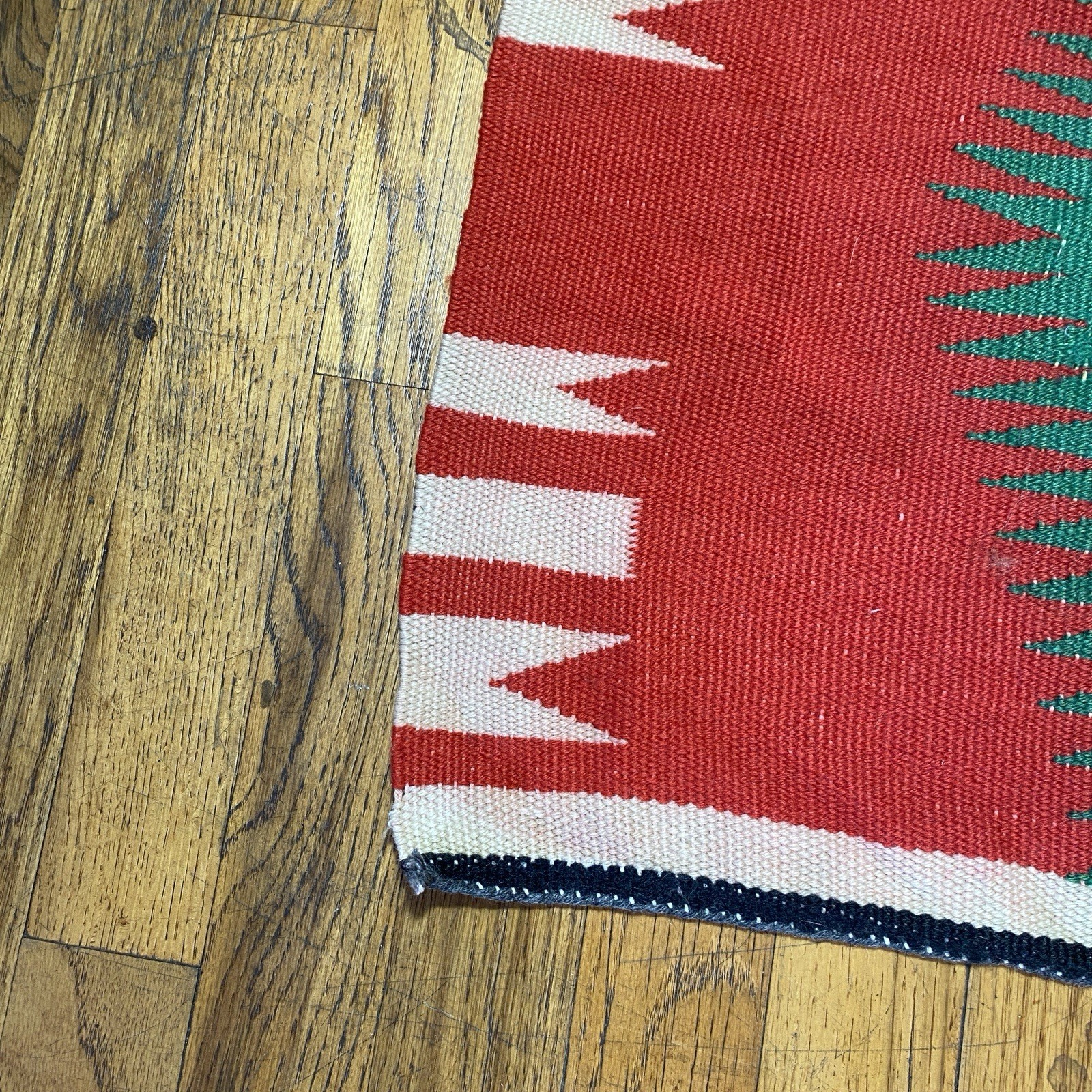 Vintage Navajo Germantown Sampler Rug Weaving Eyedazzler 21x19" Red Purple Green