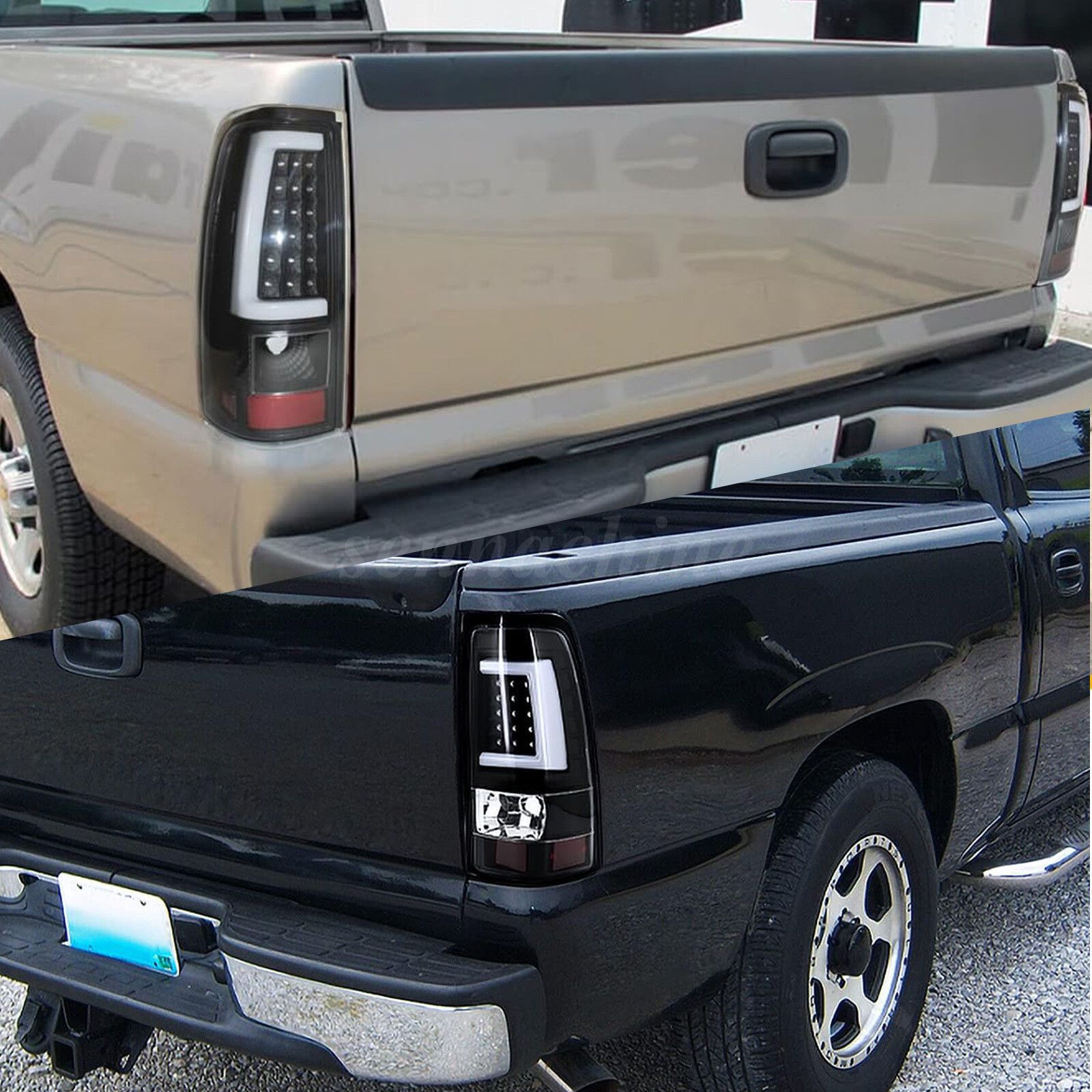 Black LED Tail Lights Fits 2003-2006 Chevy Silverado GMC Sierra 1500 2500HD 3500