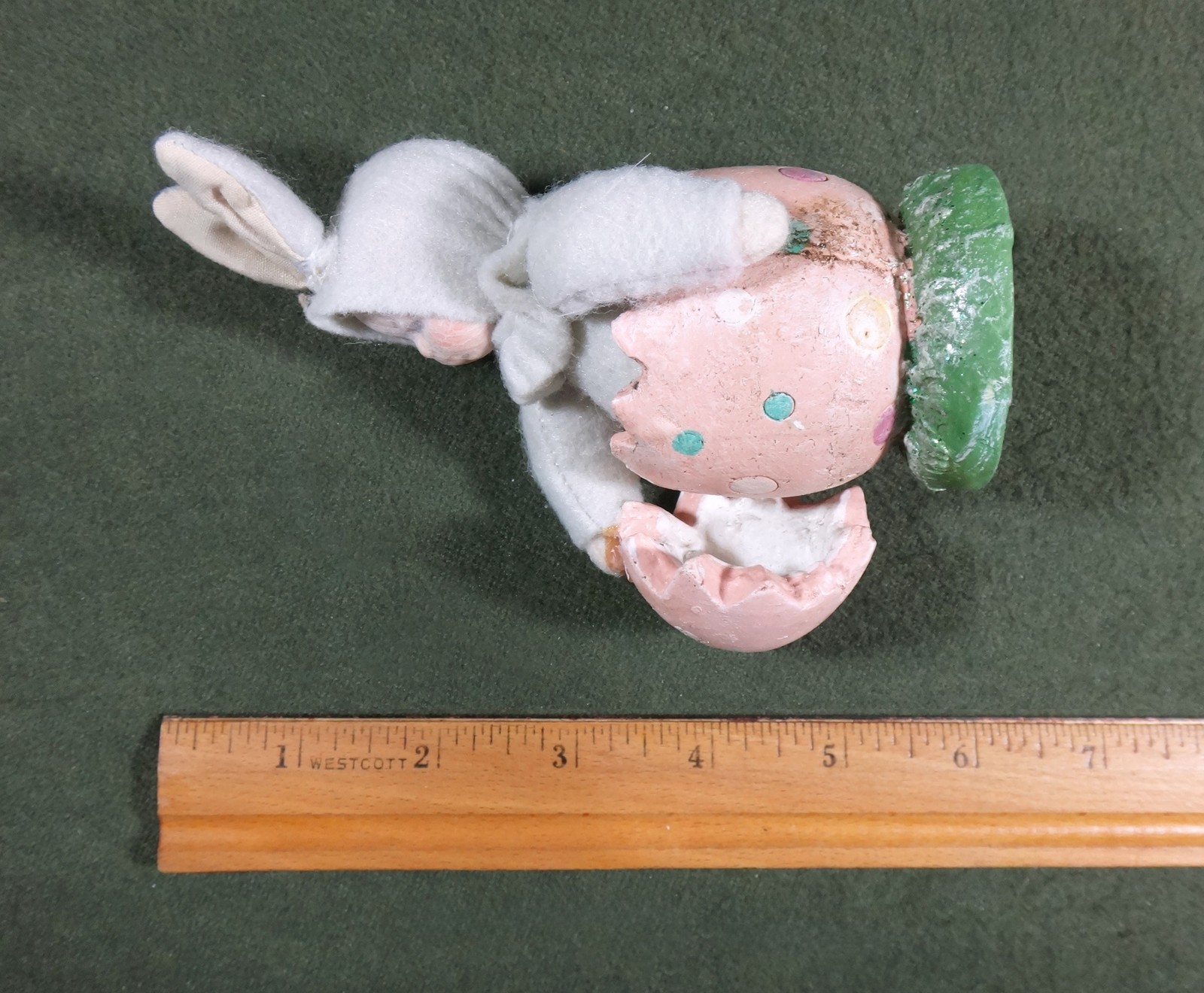 TWO vintage whimsical Spring EASTER BUNNY BABY doll RABBIT figures