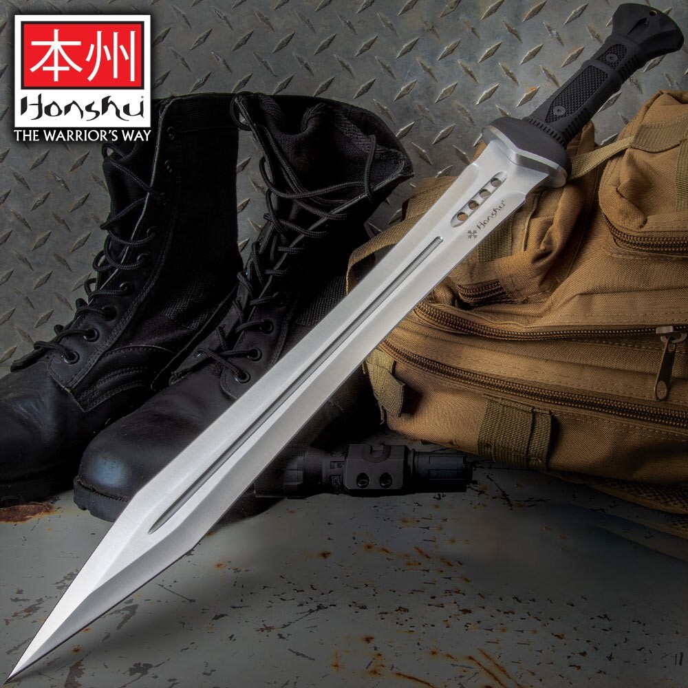 Honshu Gladiator Sword, Leather Belt Sheath, Modern Gladius Design, 25" Overall