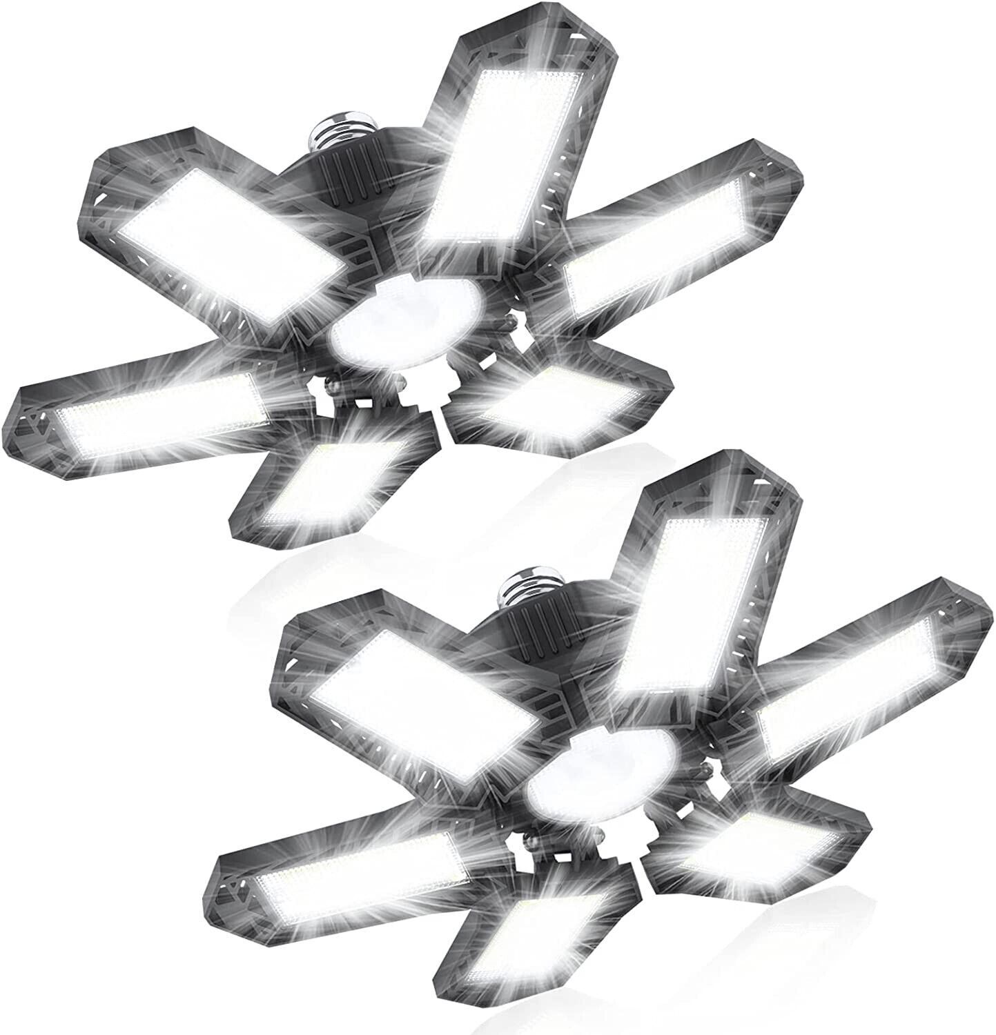 2-10X LED Garage Lights Deformable 900W Super Bright Work Shop Ceiling Lamps USA