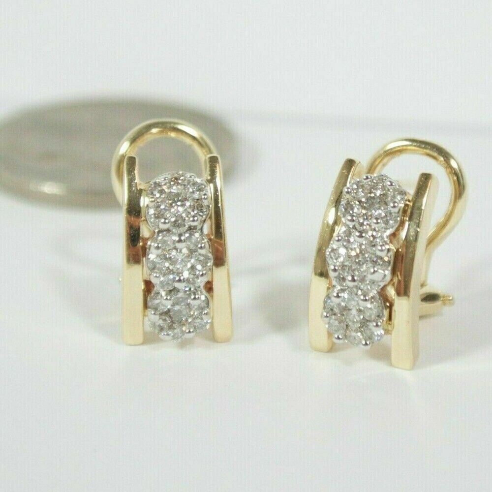 2.00 Ct Round Cut VVS1/D Diamond Huggie Hoop Earrings 14K Yellow Gold Finish