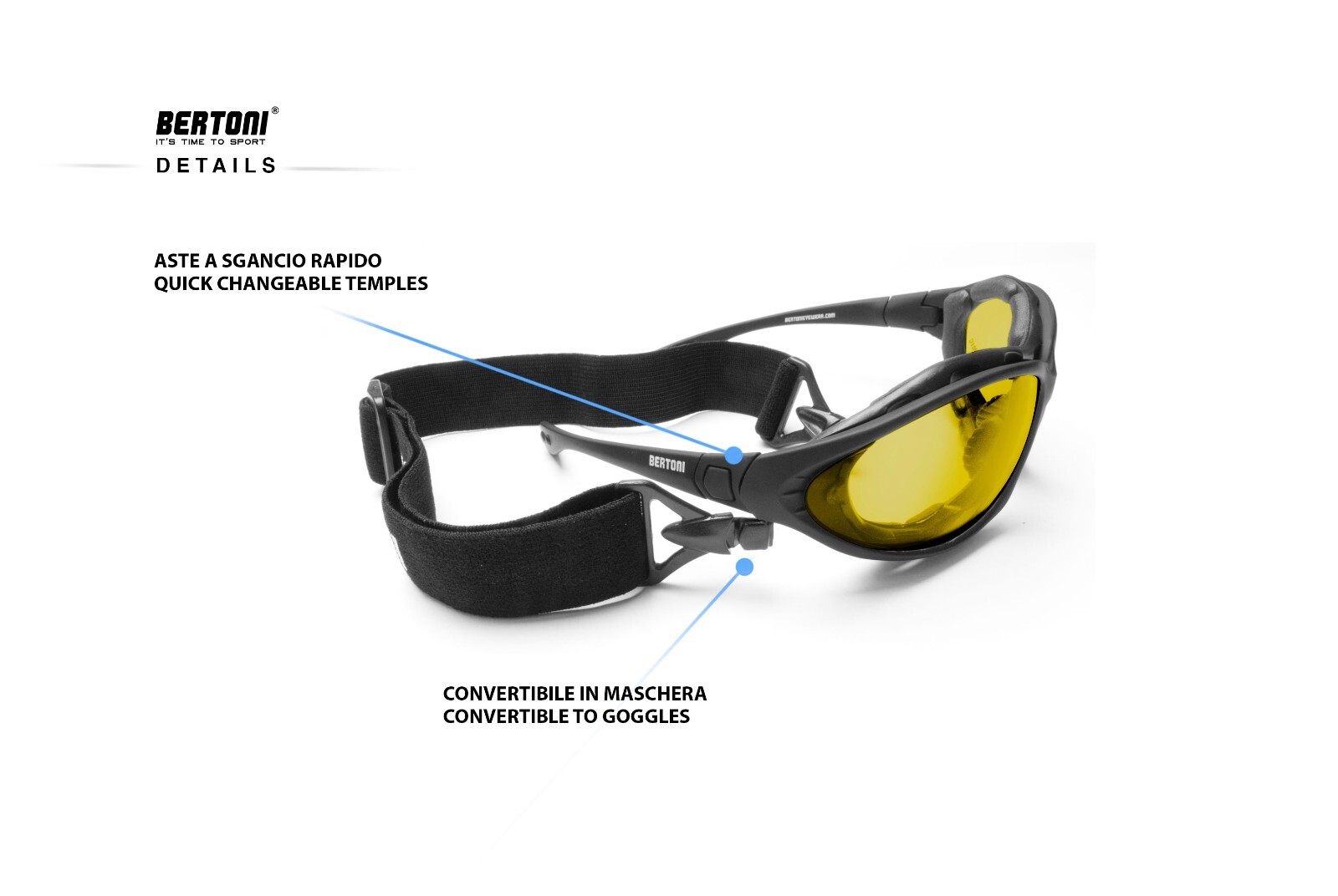 Bertoni Photochromic Polarized Motorcycle Goggles Night Driving P333FTA