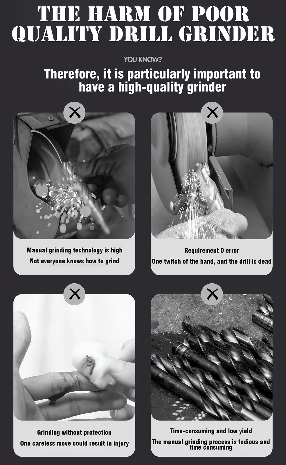 End Mill Grinding Sharpener Portable Milling Cutter Grinder for 4-14mm End Mills