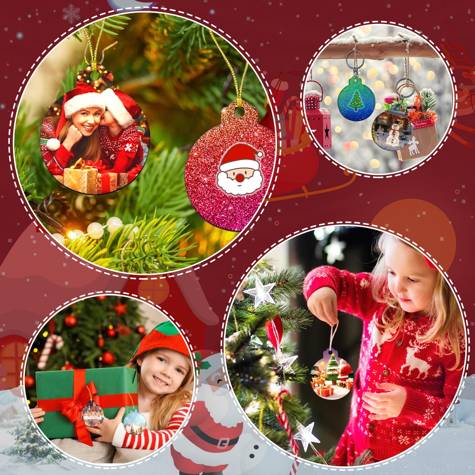 4PCS Round Silicone Ornament Molds with Hanger Holes for Resin Epoxy Christ