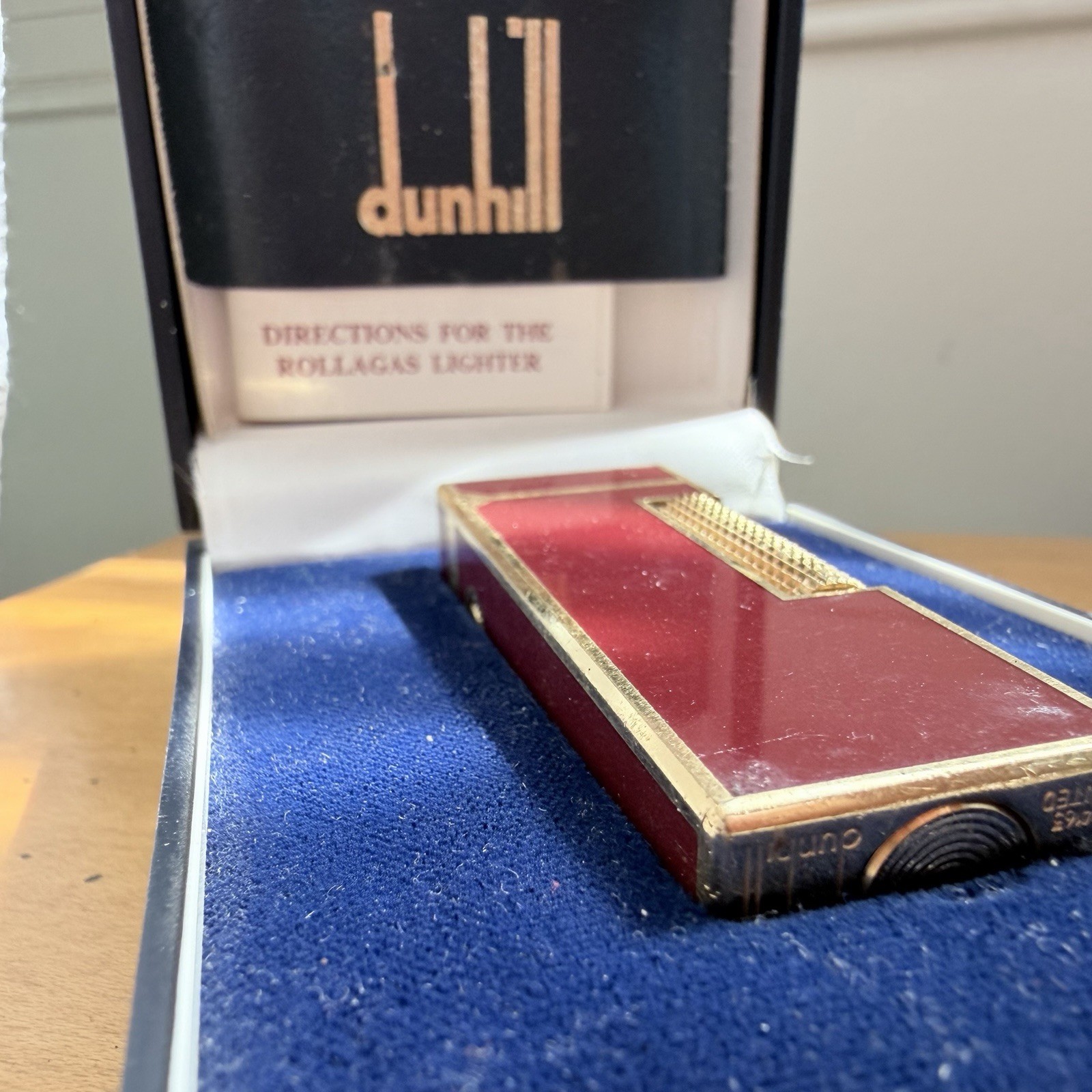 Dunhill Rollagas - Box & Papers - Gold Plated Ruby Red Laquer Vvhtf