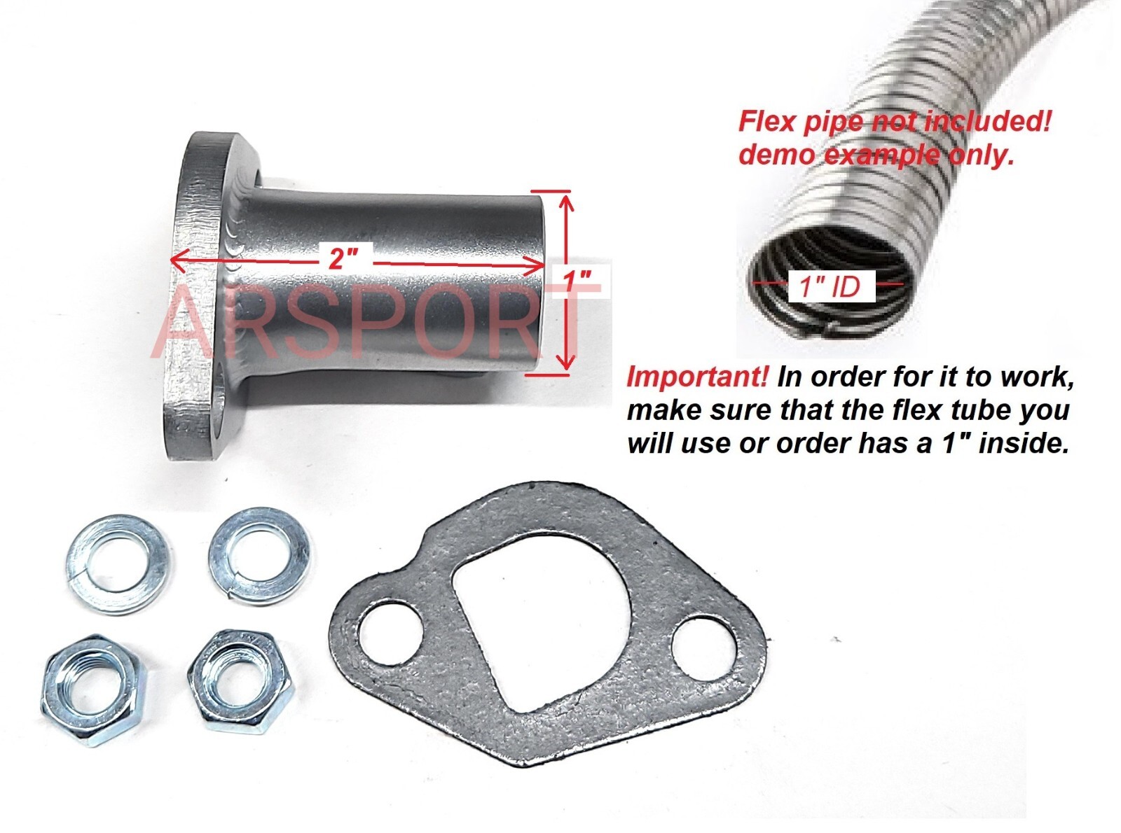 Exhaust Flex Pipe Adaptor for Predator 212/224, Honda GX 160/200, DuroMax 7HP
