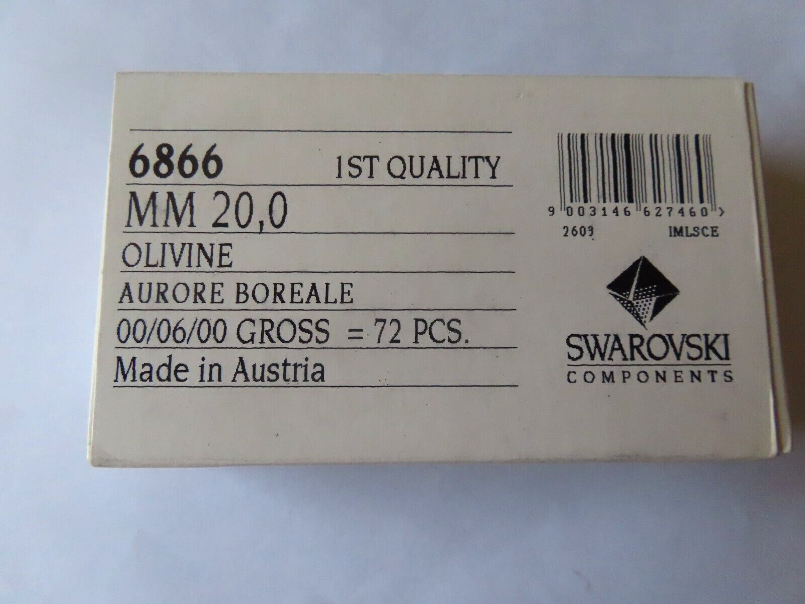 1 Swarovski Cross Pendant 20mm Olivine AB. #6866