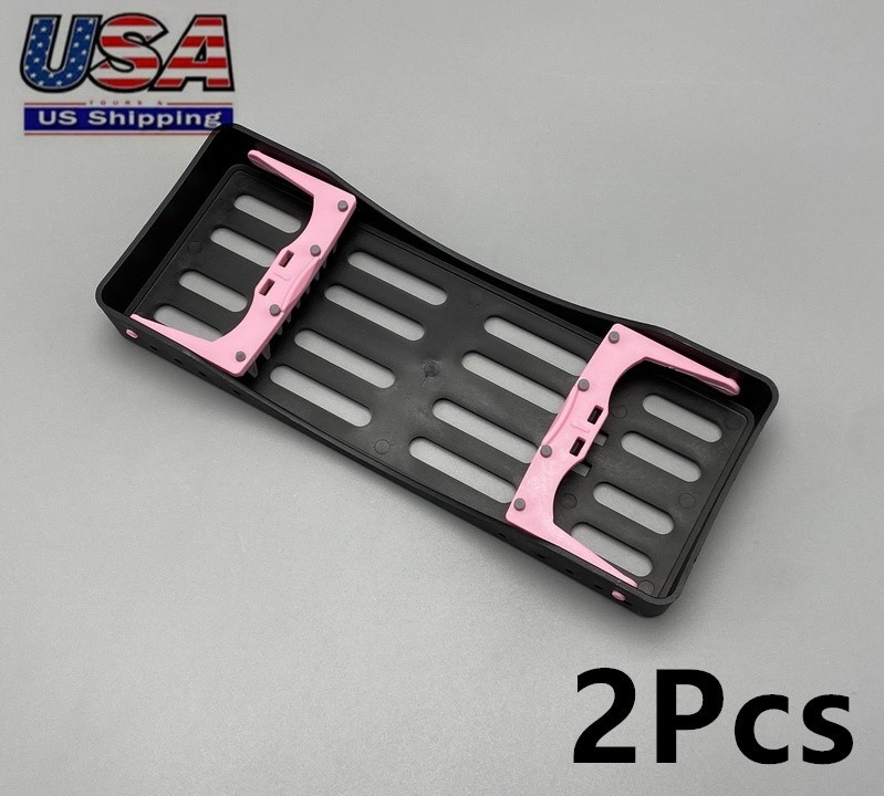 2Pc Dental Disinfection box Tray Plastic Sterilization Cassette For 5 Instrument