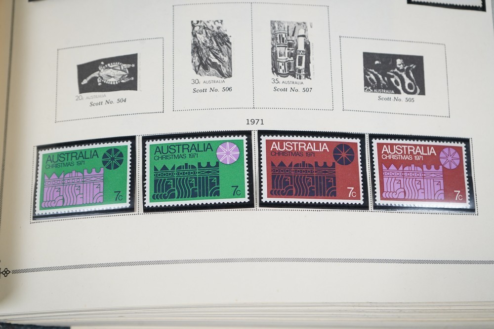 WORLDWIDE A-L 1970s COLLECTION OF 875+ STAMPS MINT & USED STORED IN SCOTT ALBUM