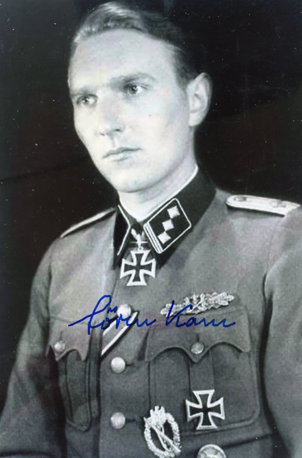 SOEREN KAM - Knights Cross / Elite officer - rare signed photo