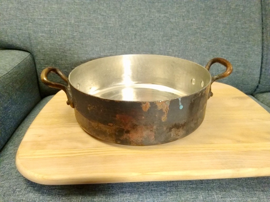 Incredible Large Hammered French Copper Rondeau Pot & Lid (Mauviel?) 2.5mm 28cm