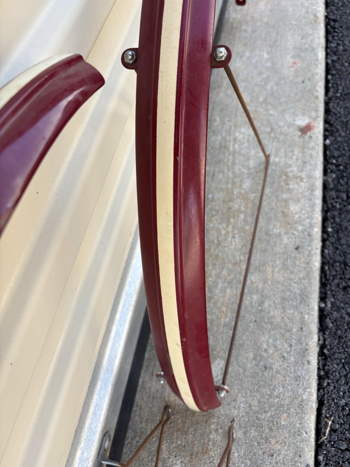 ANTIQUE 1900'S CIRCA 28" REPAINTED MOTORBIKE FRONT AND REAR FENDER SET