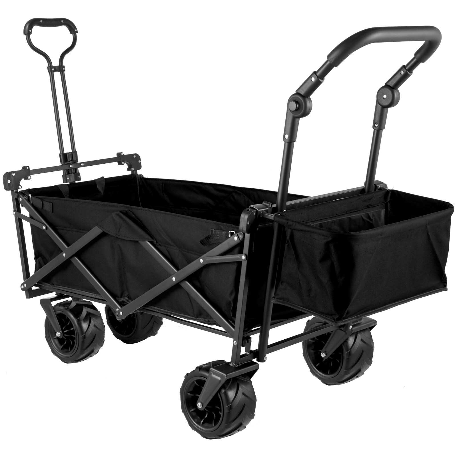 VEVOR Folding Wagon Cart Collapsible Garden Cart w/Canopy 220lbs Big Wheels
