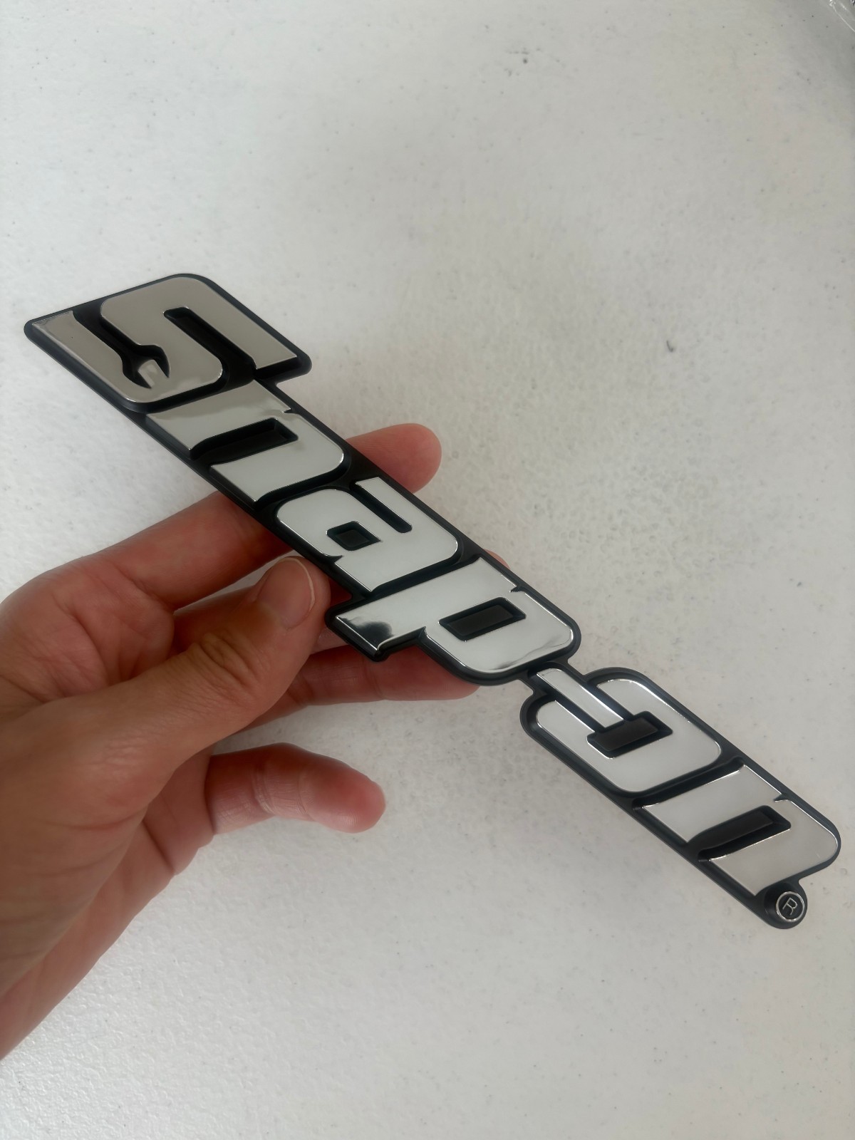 SNAP-ON TOOL BOX LOGO EMBLEM Chrome Silver Badge Decal 8" INCH LONG - OEM design