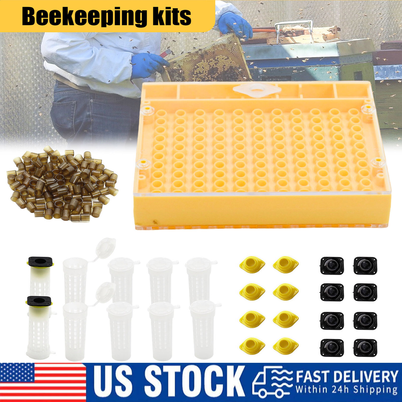 138X Beekeeping Rearing Cup Kit Bee Queen Cages Roller Beekeeper Equipment Tool