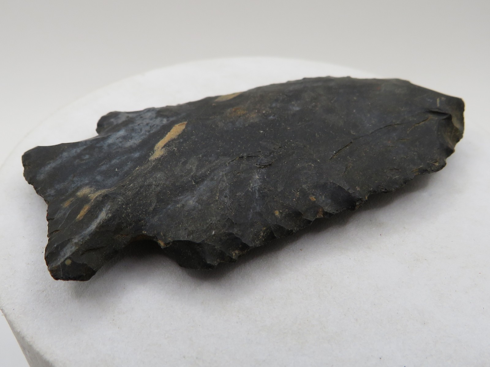 AUTHENTIC INDIAN ARROWHEAD 2 3/8" PROJECTILE PALEO OBSIDIAN POINT OHIO RIVER
