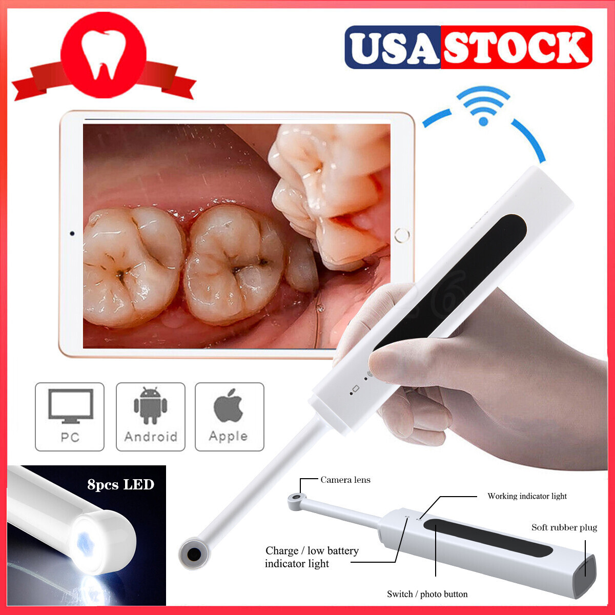 WiFi Dental Intraoral Camera Wireless 3.0 Mega Pixels HD Clear Image