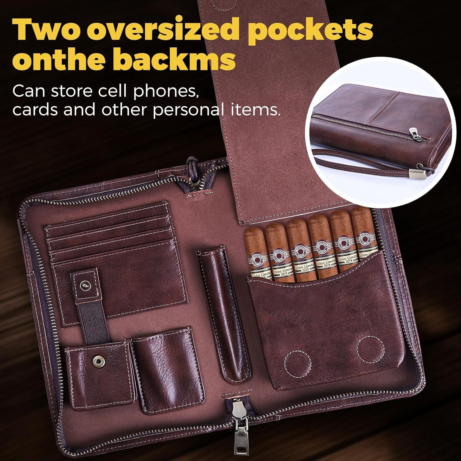Portable Travel Leather Cigar Case