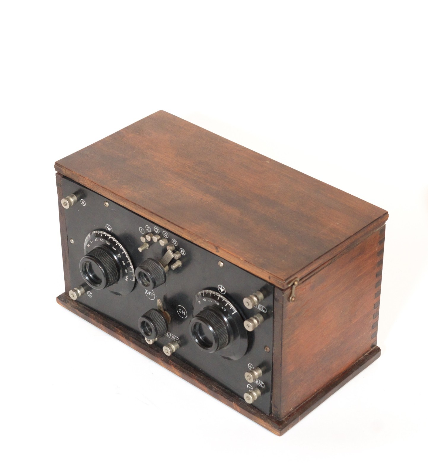 Excellent 1922 Tuska 224 Radio w/Kellogg Headset & Amber Glass 201 Tube * Works