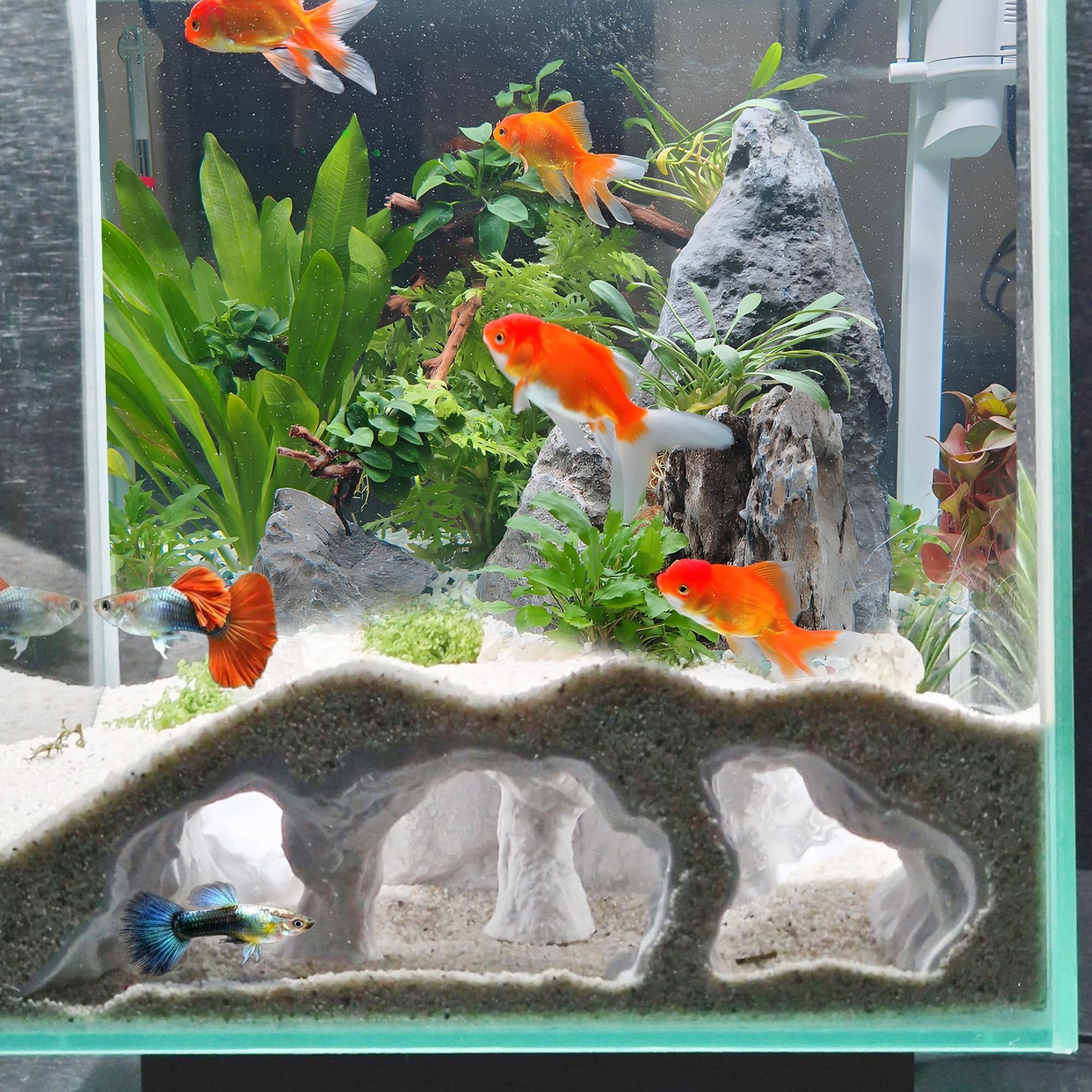 LIYAOLI Aquarium Ornaments Cave Tunnel with Viewing Ports | Fish Tank Decorat...