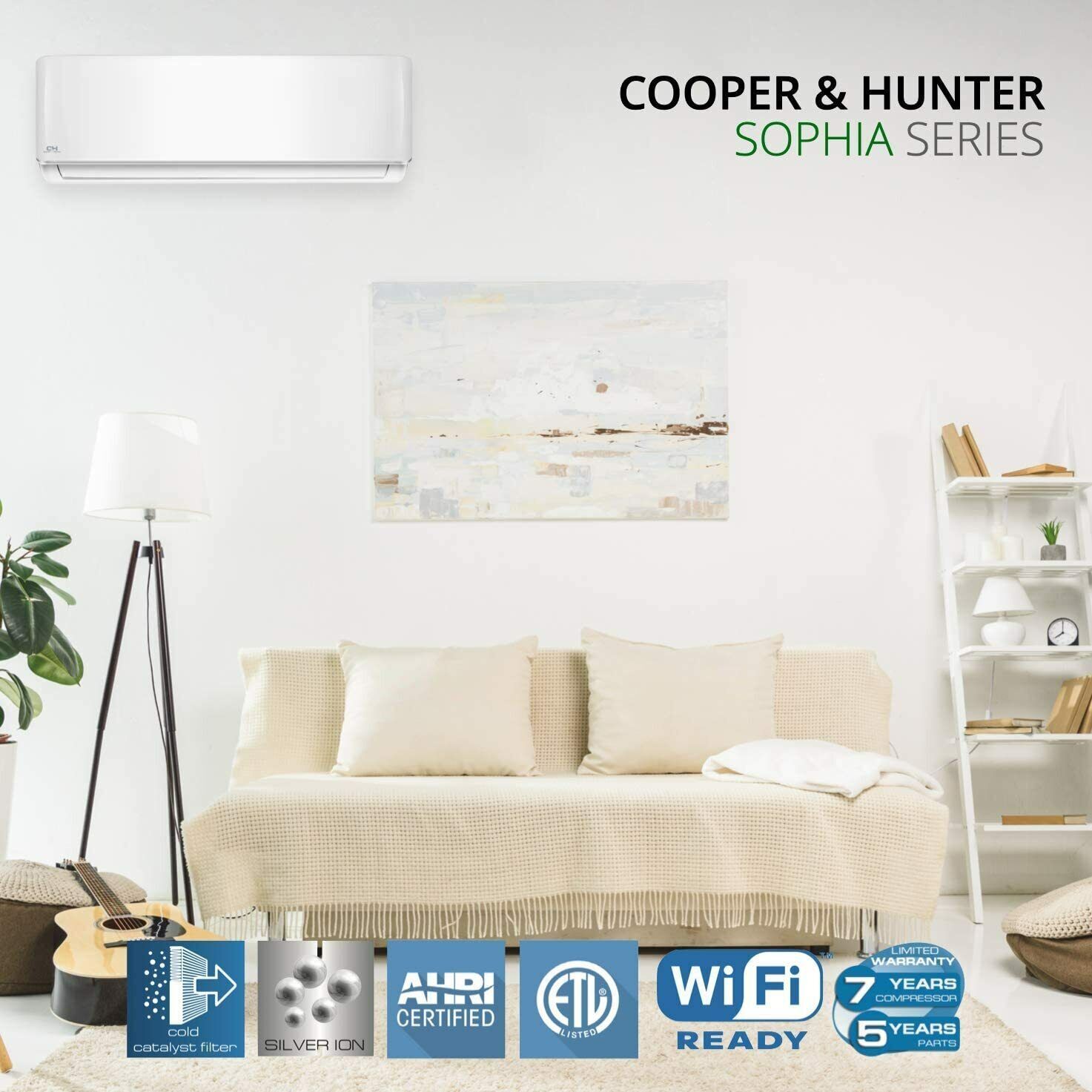 9000 - 36000 BTU 230V Single Zone Sophia Series Mini Split Air Conditioner + Kit