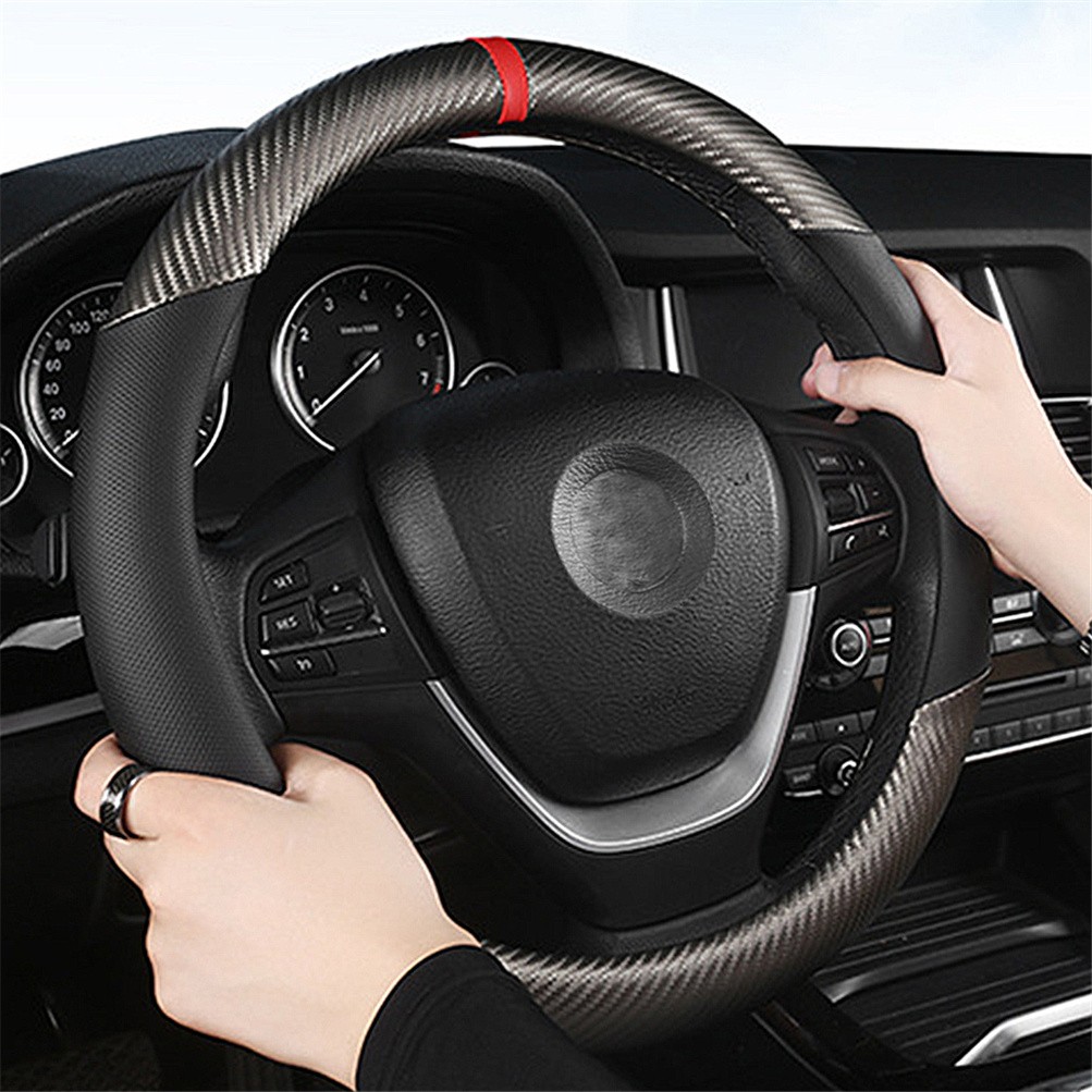 Carbon Fiber Leather Car Steering Wheel Cover Antislip Accessories For Chevrolet