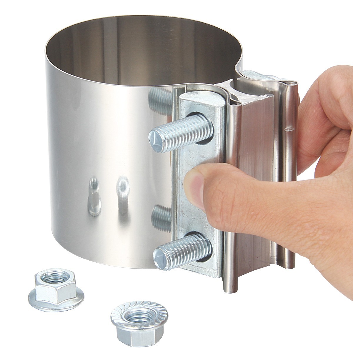 2PCS Stainless Steel Butt Joint Band Exhaust Clamp Sleeve Coupler T304 2inch