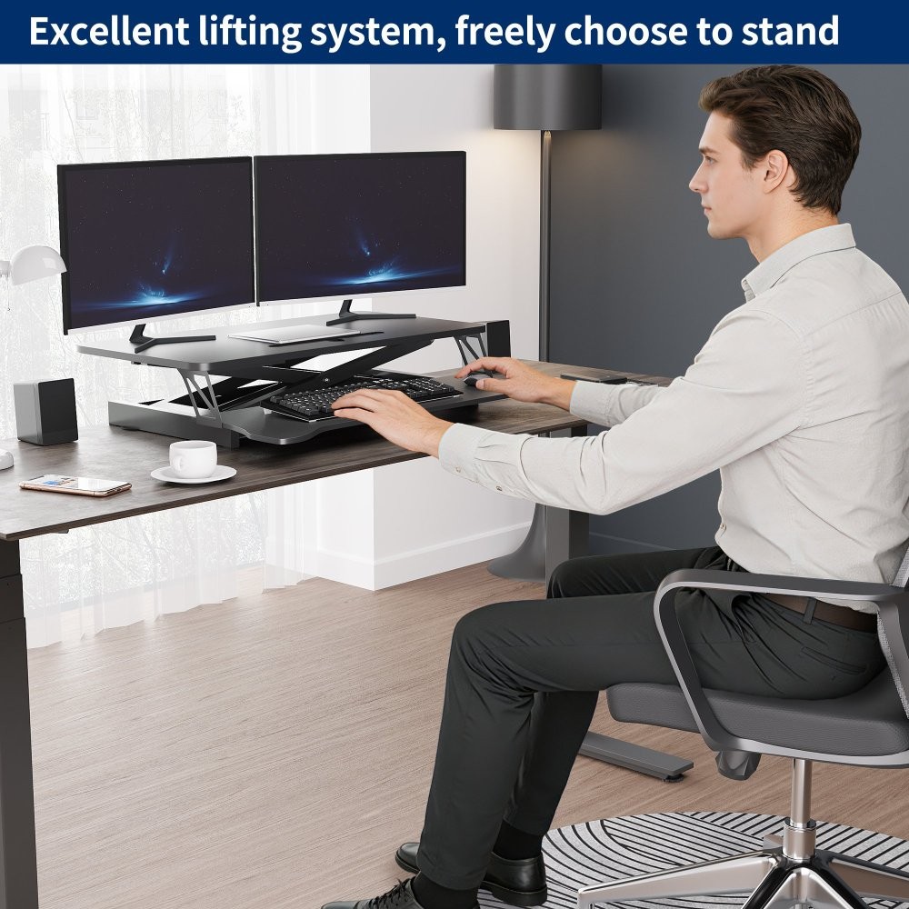 Standing Desk Converter Height Adjustable Sit to Stand Up Riser Dual Monitor