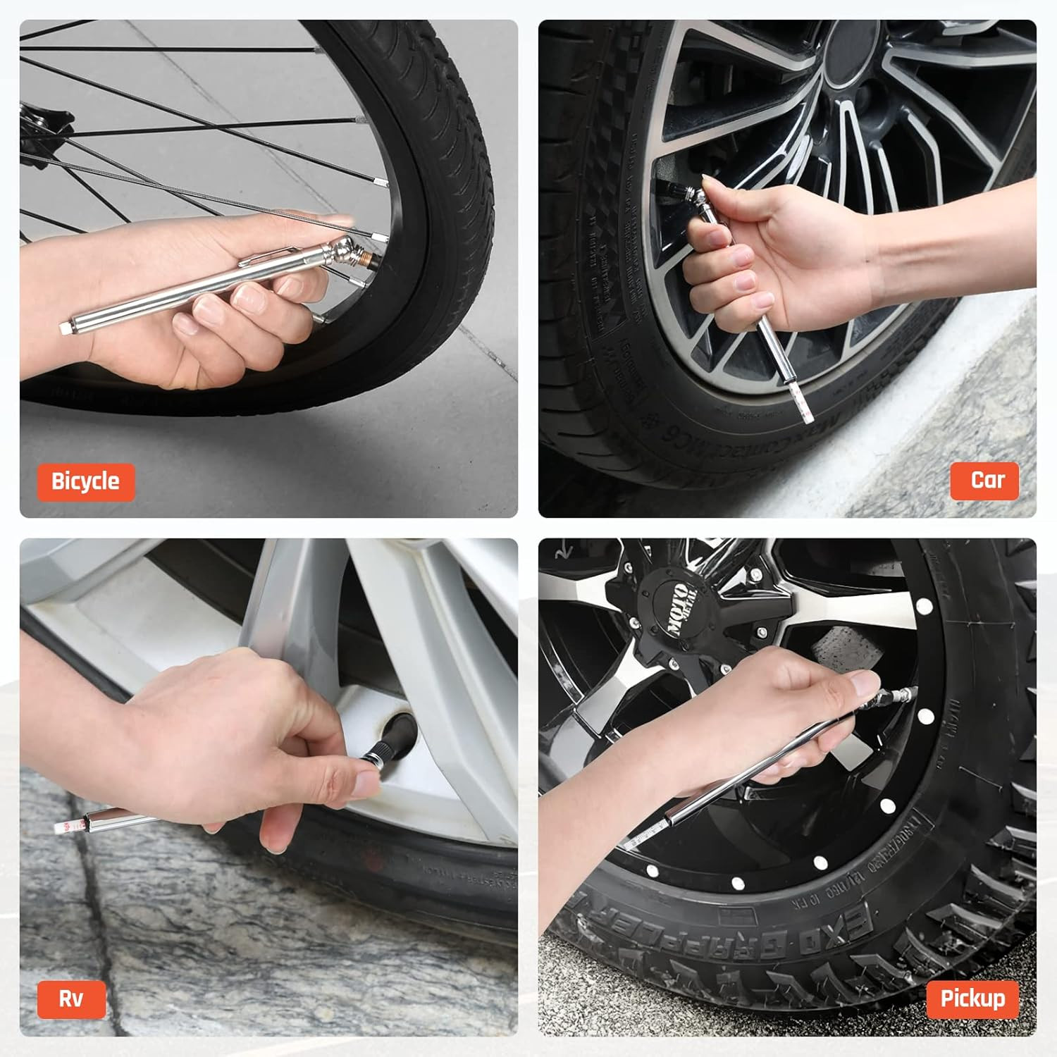 Tire Pressure Gauge 2 Pack Pencil Style 10-50 20-120 PSI Air Checker Tool Car