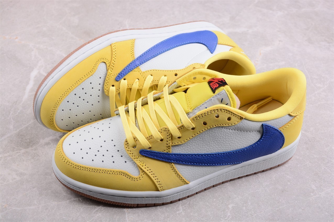US Size 7-12 Men's Travis Scott x Jordan 1 Low OG "Canary Yellow" Sneakers