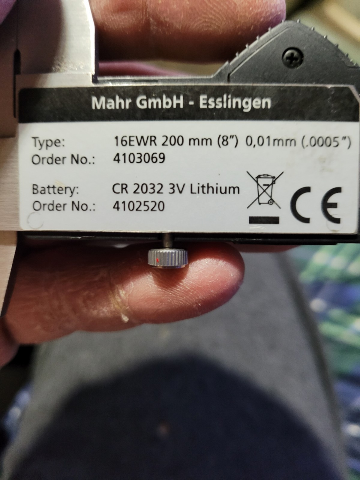 Mahr 4103069 MarCal 16 EWR Electronic Caliper, 0-8"/200mm Range .0005"/0.01mm