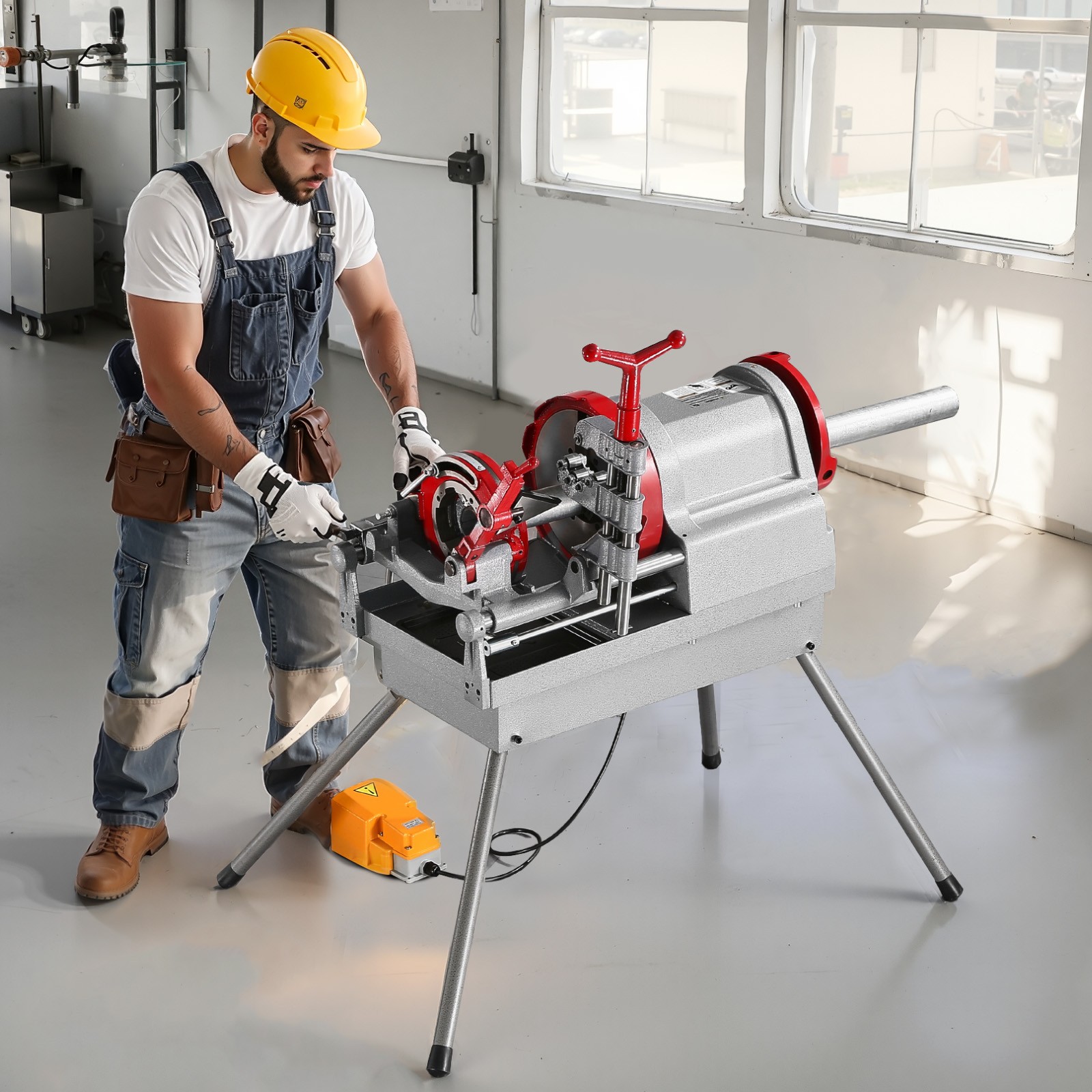 Electric Pipe Threader Machine 900W 2-Speed Threading Cutter for 1/2" to 4" Pipe