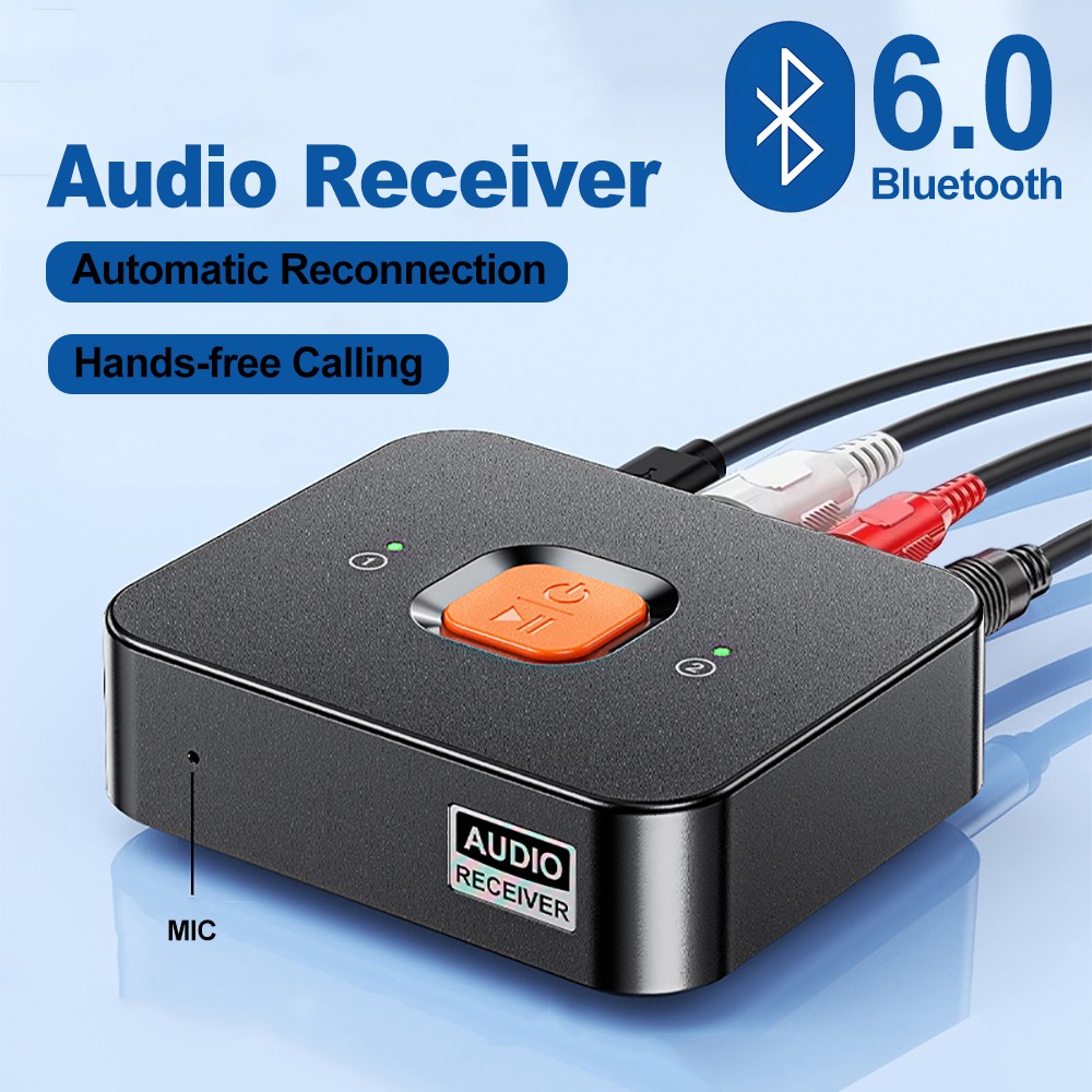 Bluetooth 6.0 Audio Receiver Adapter for Home Stereo Music Streaming w/ AUX RCA
