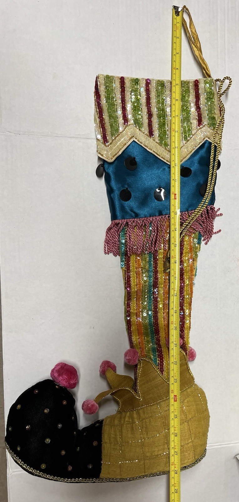 Katherine's Collection Fancy 28”Christmas Stocking Sequins,Beaded, Fringe, Bells