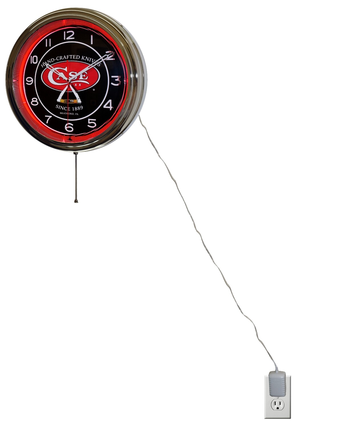 16" CASE Hand-Crafted Knives Since 1889 Neon Clock Man Cave Decor (Red)