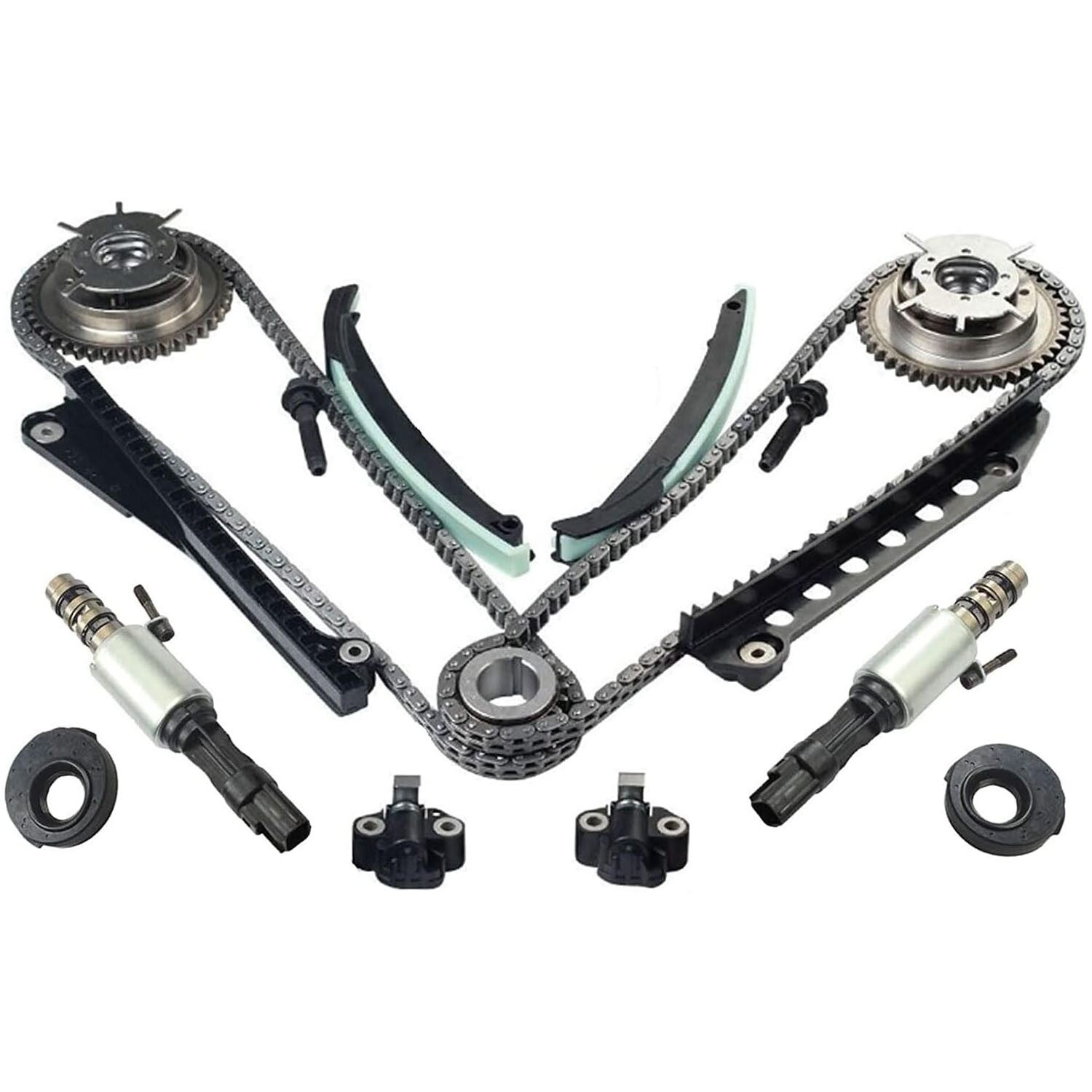 Fits 04-08 Ford 5.4L Timing Chain Kit Water Oil Pump Cam Phaser Gaskets Solenoid