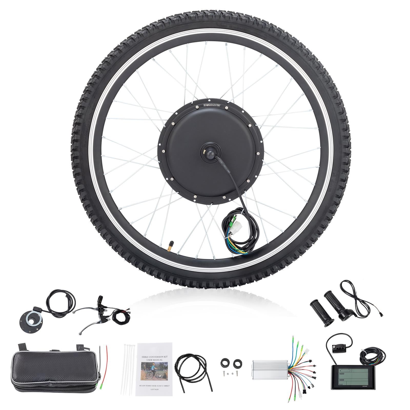 24 in Electric Bicycle Conversion Kit Front Wheel Ebike Motor Tire 48V 1000W