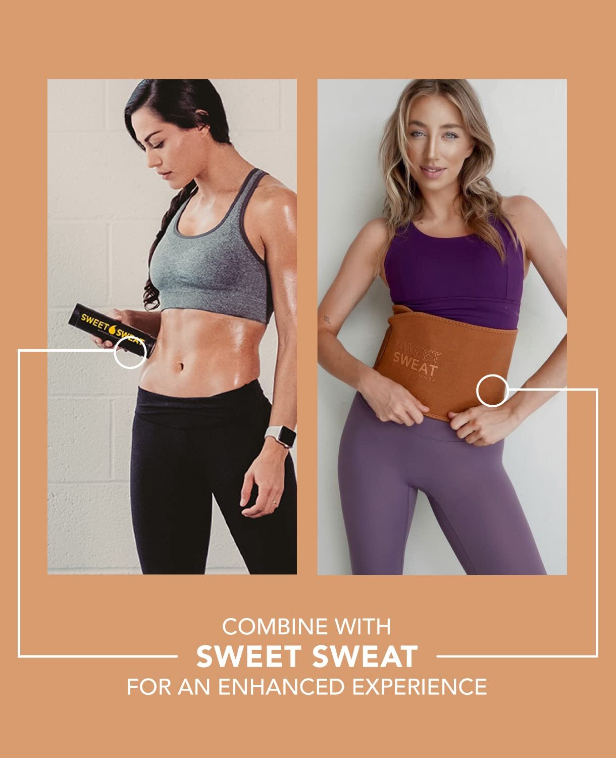 Sweet Sweat Waist Trimmer - Toned Clay Small (35 x 8in) - Wash Bag Included