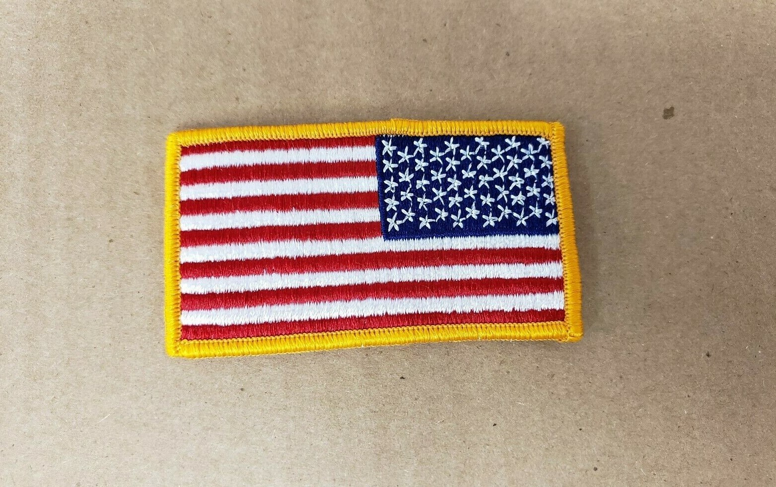 LOT OF 20 US American Flag Reverse Shoulder Patch Orange Border. MADE IN THE USA