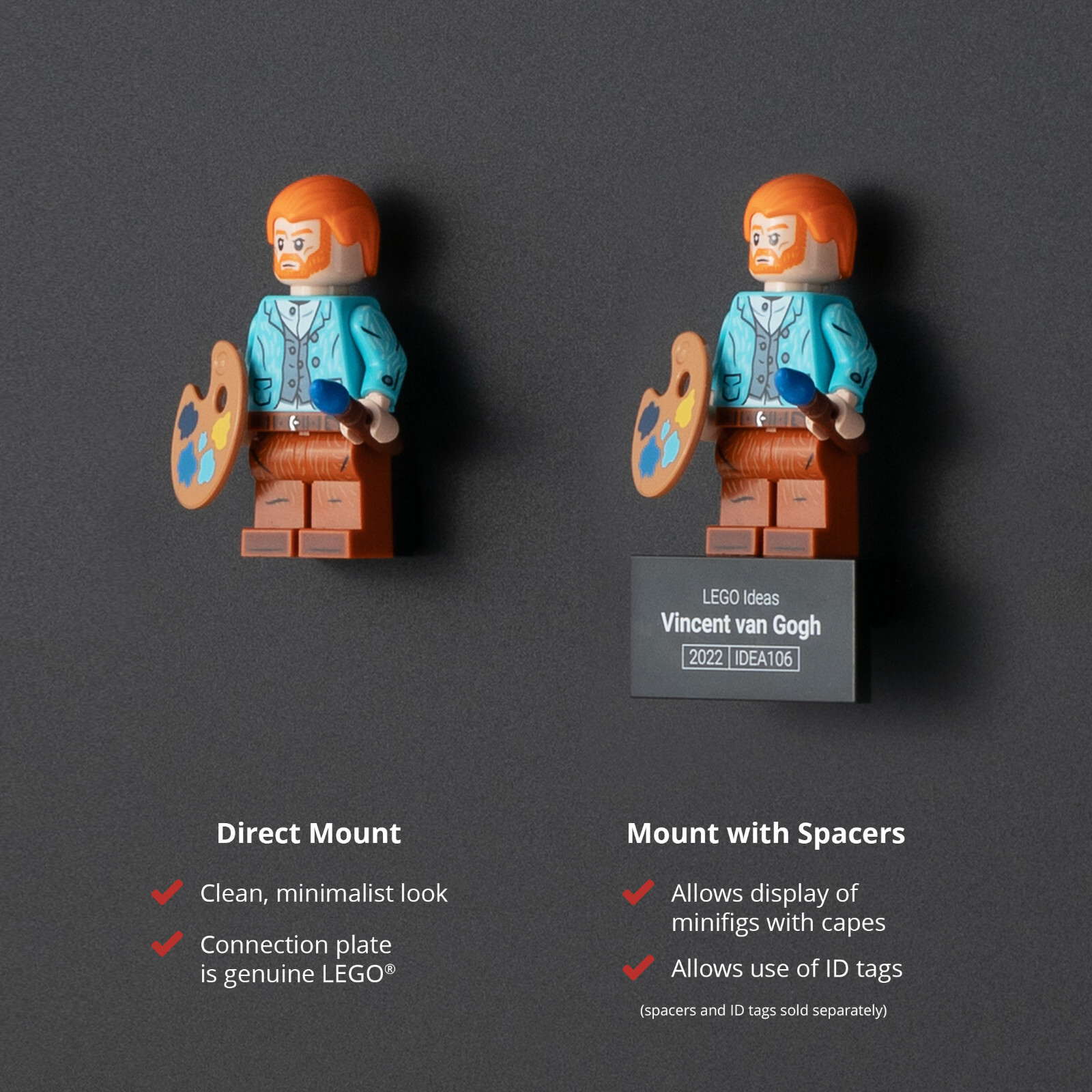 Black LEGO Minifigure Wall Display Frame - 6x6 - Fits 36 Minifigures