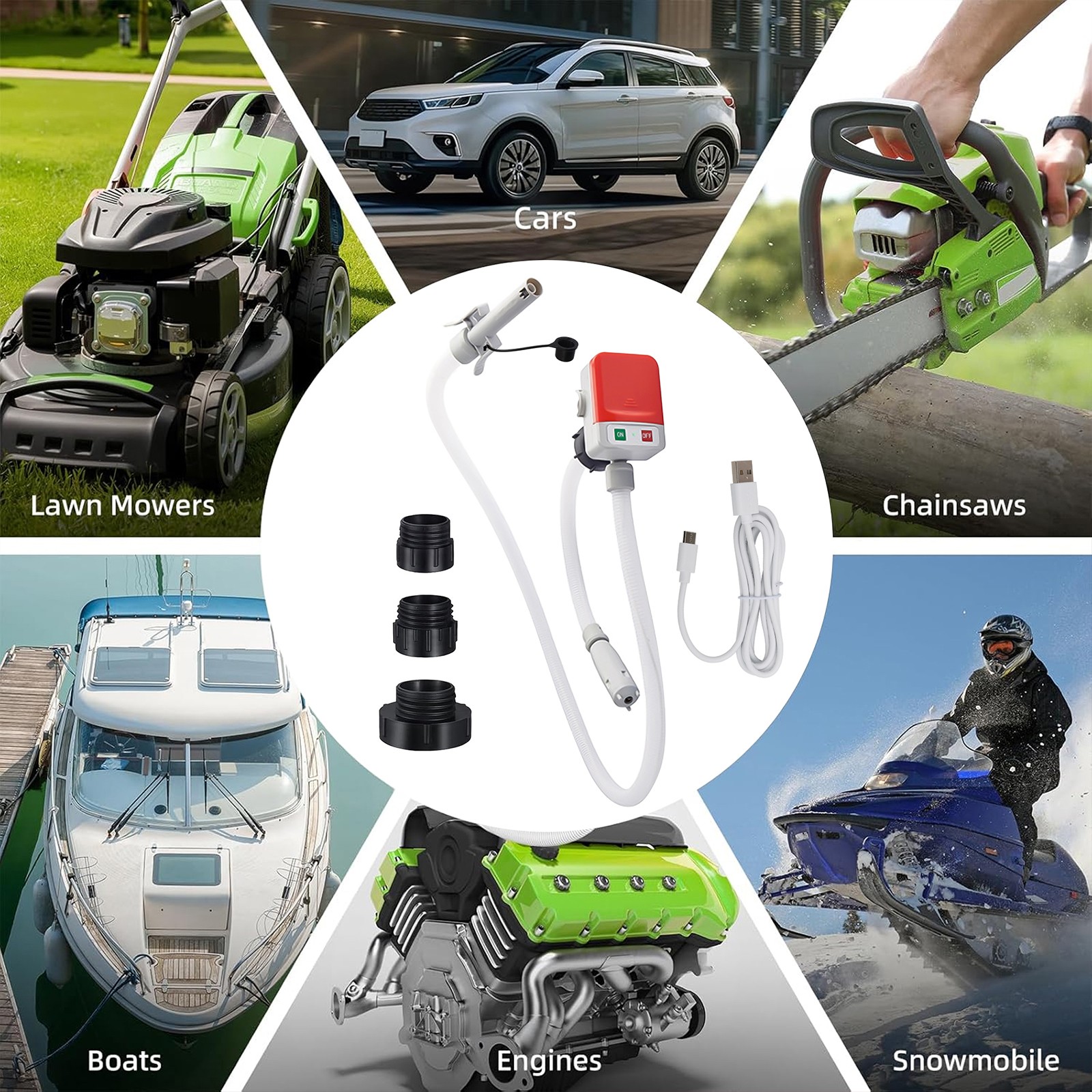 2in1 Automatic Portable Fuel Transfer Pump, Auto-Stop for Gas Diesel&Oil 3.2 GPM