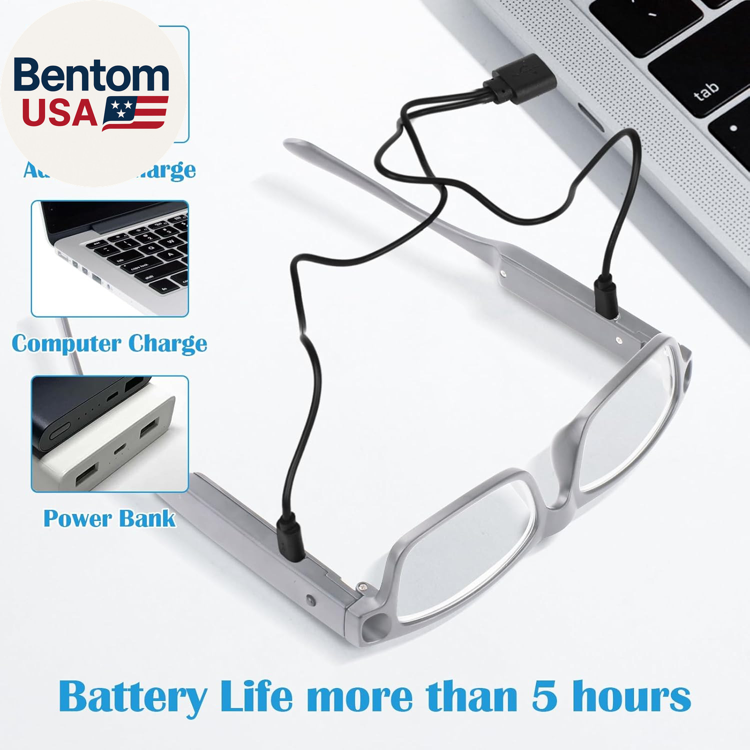 200% Magnifying Glasses with Light,Usb Rechargeable LED Lighted Magnifying Eyewe