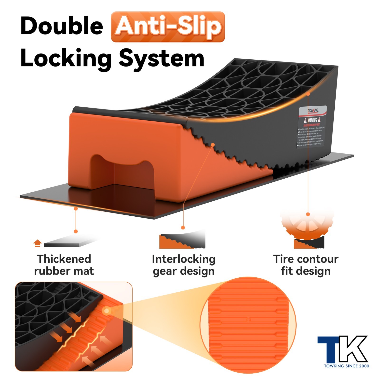 2PcsCamper Leveler System, 30,000 lbs RV Leveling Blocks W/Curved Design & Chock