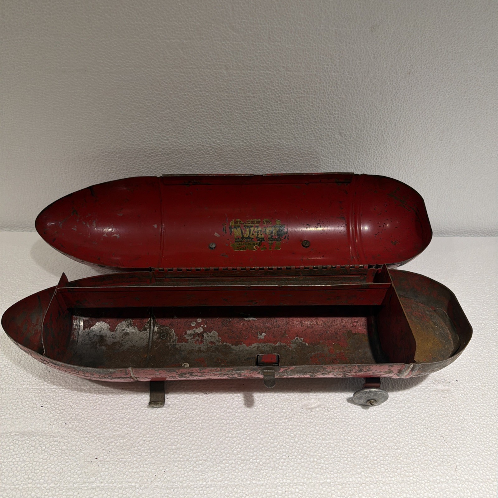 Vintage Blackhawk Torpedo Tool Box Garage Tools Hot Rod Red Rocket Style 1950's