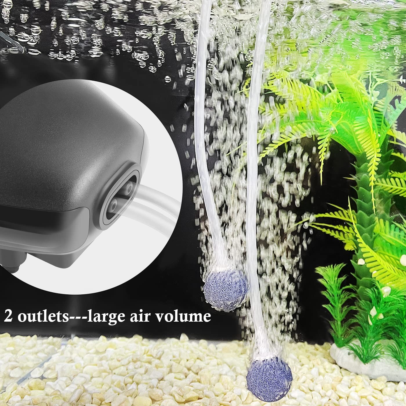 3W 80GPH Adjustable Aquarium Air Pump, Upgrade Quiet Oxygen Pump, Powerful Ai...