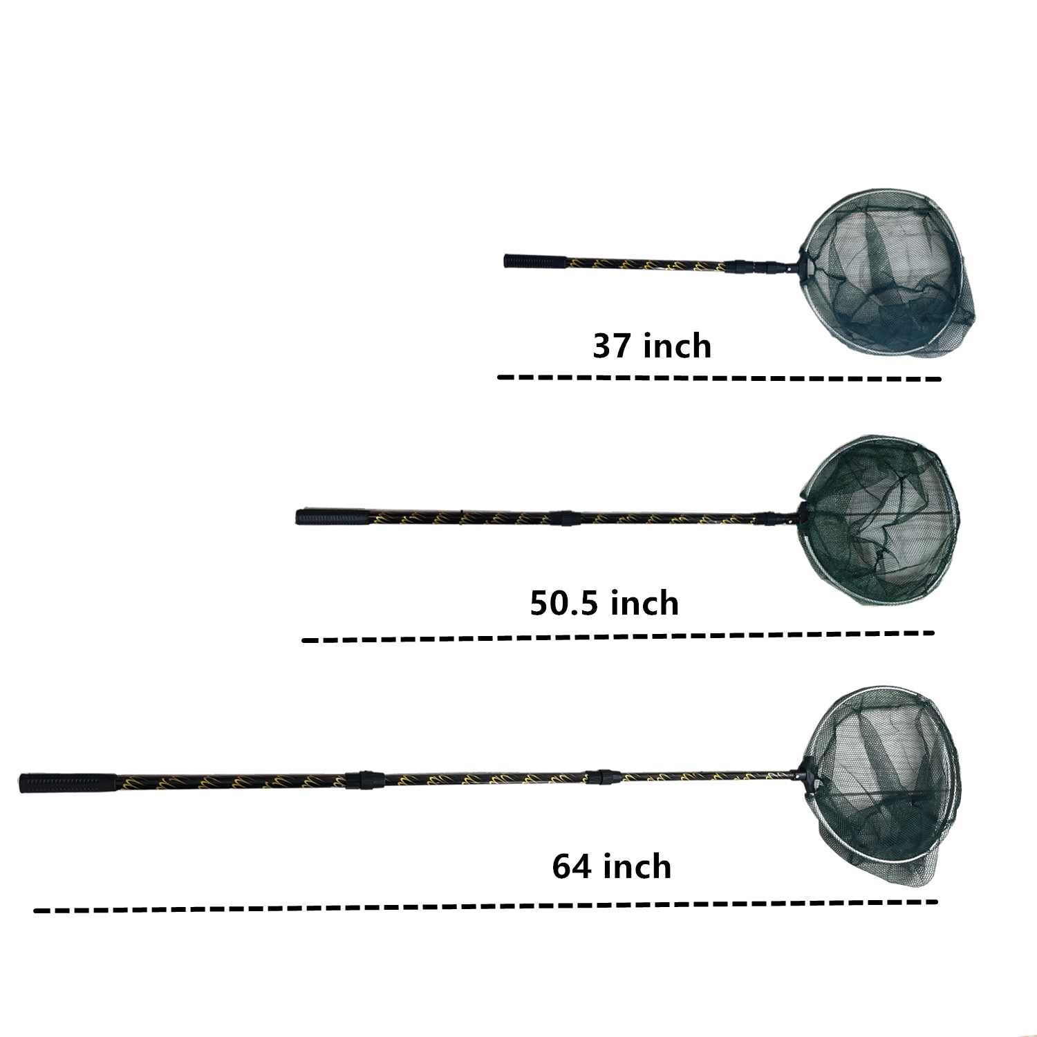 Telescopic Folding Aluminum Handle Fishing Landing Net 3 Section Extending Pole